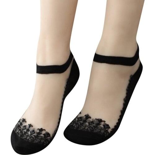Invisible Fashion Women Girls Summer Socks Style Lace Flower No Show Short Sock Antiskid Invisible Ankle 2021 Sock Slippers