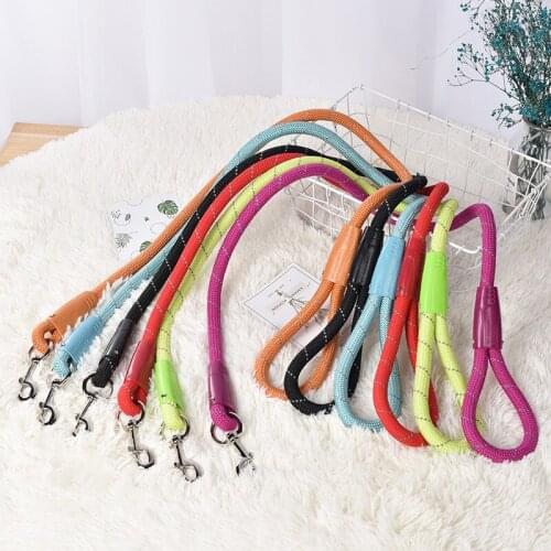 Pet Dog Multicolor Reflective Leash Nylon Rope Traction Ropes Medium Large Dogs Walk Dog Traction Round Rope Pet Supplies