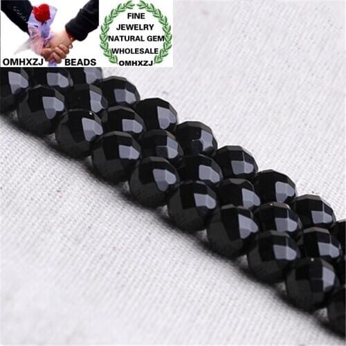 OMHXZJ Wholesale ZB235 234681012141618mm DIY Bracelet Necklace Jewelry Accessories Natural Stone Fine Black Agate Faceted Beads