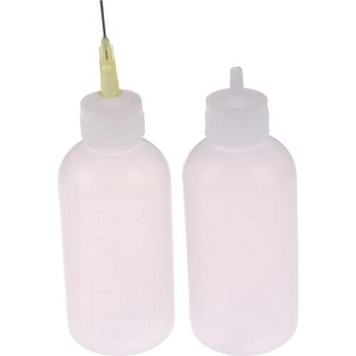 1 Pcs/Set 50ml Transparent Plastic Needle Bottles Glue Dispenser Clear Liquid Dropper Bottle for Rosin Solder Flux Paste Bottle