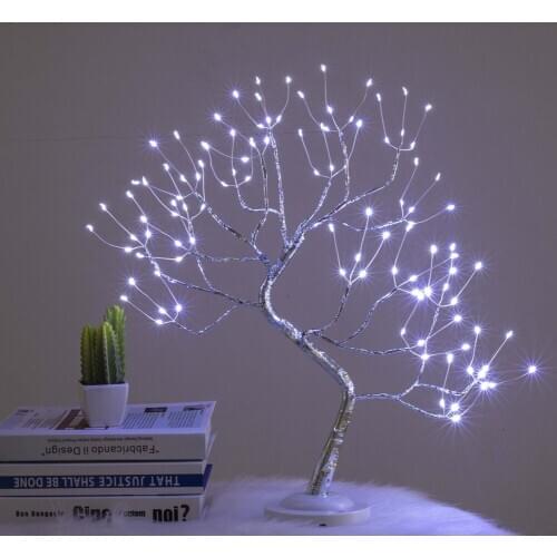 Romantic 108 LED Touch Night Light USB/Battery Powered Mini Christmas Tree Copper Wire Garland Fairy Table Lamp for Home Kids