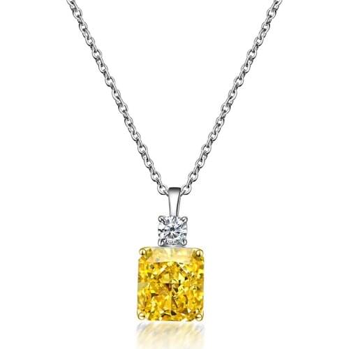 Luxury 9*10MM Citrine Diamone Gemstone Necklace For Women Silver 925 Jewelry Pendant Drop Shopping