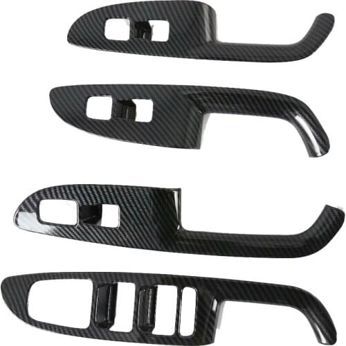 For Hyundai Grandeur 2021 2022 Carbon Fiber Car Door Handle Armrest Panel Window Lift Switch Button Decorative Frame Cover Trim