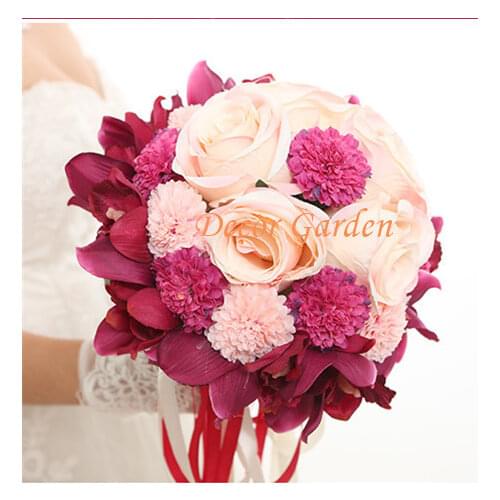 Wedding Bouquet 4Colors Handmade Artificial Flower Rose Orchid Daisy buque casamento Bridal Bouquet for Wedding Decoration YWB01