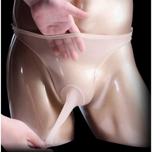 Open Peni Sheath Briefs Men Stockings Sexy Belt JJ Sleeve Ultra Thin Transparent Underwear Oil Glossy Penis Thong and G-String