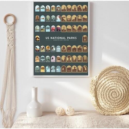 Vintage Travel Cities Poster New York US National Parks Scratch Off Posters Print Landscape Art Canvas Painting Wall Pictures