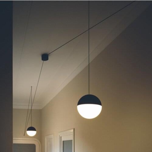 Postmodern Iron Line Pendant Lamps Nordic Living Room Bedroom Lamp Corridor Personality DIY Decor Glass Pendant Lights Fixtures