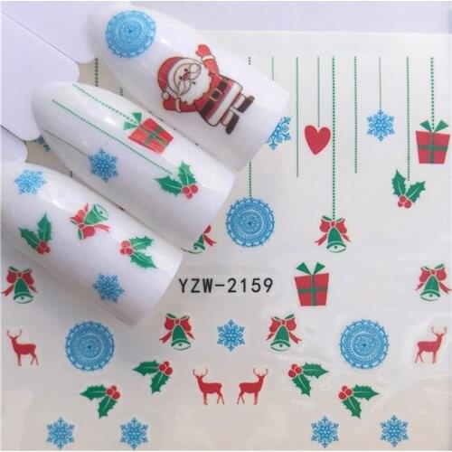 1 sheets DIY Nail Art Water Transfer Stickers Christmas Bells Gifts slider adhesive Watermark Decals Women Beauty Wedding Nails