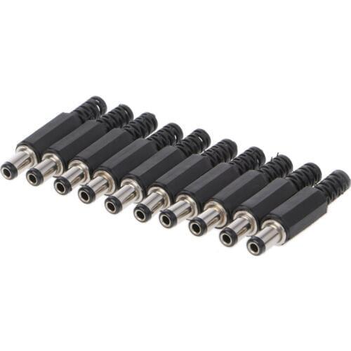 10 Pcs 5.5x2.5mm Male DC In-Line Plug Socket Jack Connector Adapter Plastic Cover L15