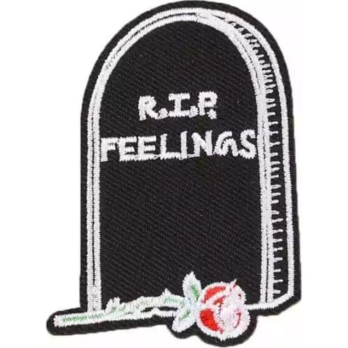 10PCS/lot Black R.I.P FELLINGS with Rose Embroidered Ironon Patches for Clothes DIY Accessories Decoration Applique