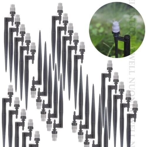 5Sets Water Sprinkler Kits OD 6mm Mini Atomizing Nozzle With Length 13-50cm Ground Rod Watering Sprinklers Garden Irrigation