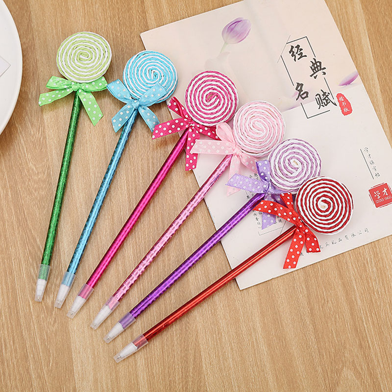 5pc Fashion Gifts Cute Bow Lollipop Ball Pen School Office Supplies ValentineS Day Advertising Writing ChildrenS Stationery