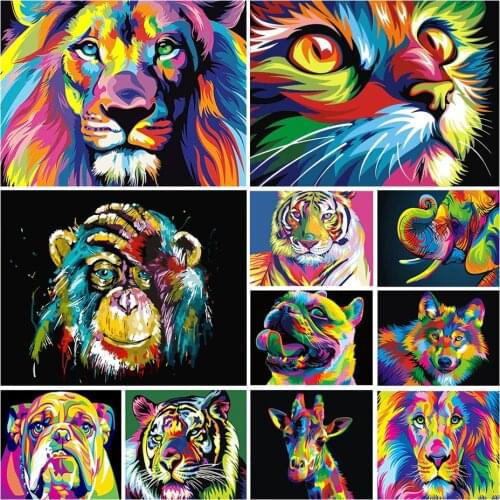 5D diamond painting animal set, color, lion, tiger, cat, square diamond embroidery, mosaic picture, cross stitch, DIY decoration