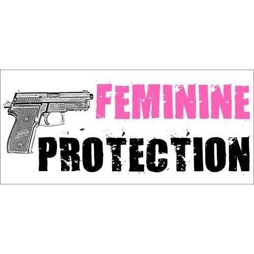 American Vinyl Feminine Protection Gun Bumper Sticker (Girl Female Woman Decal)
