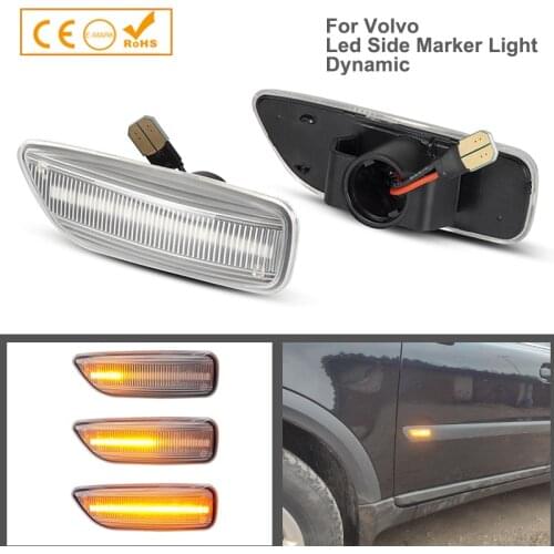 2Pcs Dynamic LED Side Marker Lights Car Accessories For Volvo XC70 XC90 MK1 V70 MK2 S60 S80 Amber Fender Front Turn Signal Lamps