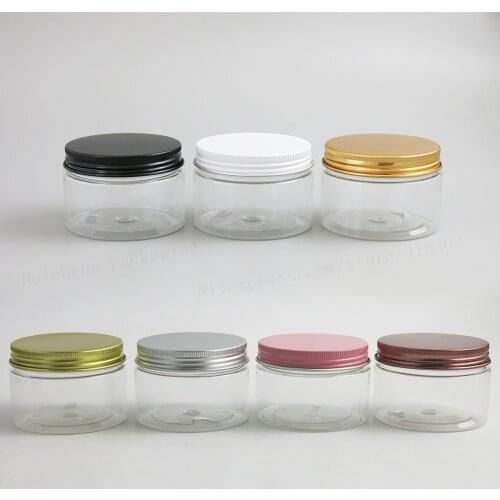 20 x 120g Empty Clear Pet cream jar 4oz Transparent Plastic jar Cream bottle with aluminum cap cosmetic container packaging