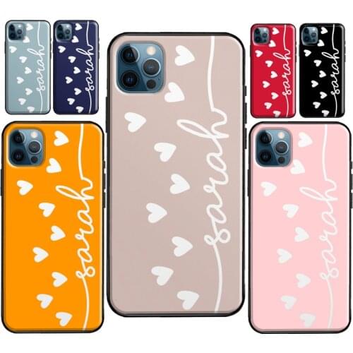 Hearts Name Pink Customized Case For iPhone XR X XS Max SE 2020 6S 8 7 Plus Coque For iPhone 12 mini 11 Pro Max