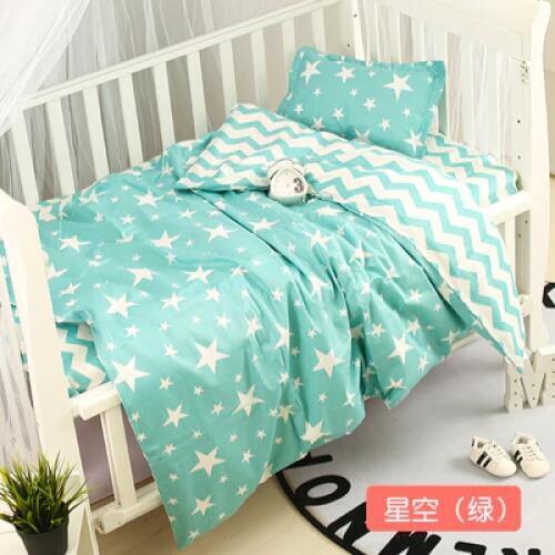 Infant Baby Kids Mint Green Cotton Nursery bedding Breathable Protector Soft Warm cama bebe,Duvet/Sheet/Pillow, with filling
