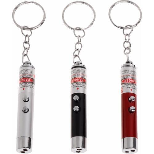 Cat Teaser Light Multi Functional Pet Toys LED Lamp Pen Pointer 2 in 1 Key Ring Dog Pets Products Keychain Portable Aluminum