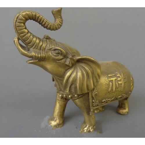 3,94 pulgadas/elaborada estatua de elefante de la riqueza de latón feng shui de la paz de China