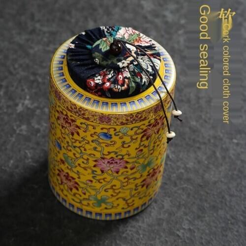 Ceramic Tea Containers Blue Pattern Enamel Large Sealed Tea Pot Pu'er Tea Box Tea Storage Pot Tea Container Tea Jar Tea Tin