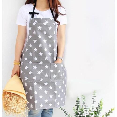 Kitchen Apron with Pocket Unisex Adult Non-fading Cotton Star Painting Home Cooking Baking Cleaning Chef Household Accessories
