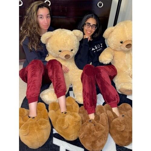 Multi Color Best Selling Indoor Teddy Bear Slippers House Slipper Plush For Girls With Good Quality