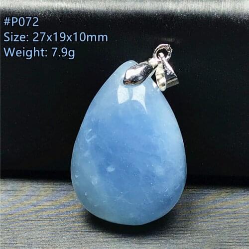 Top Natural Ocean Blue Aquamarine Pendant Jewelry For Women Man Clear Crystal Water Drop Oval Stone Beads Silver Gemstone AAAAA