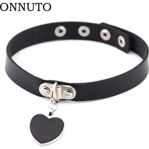 Fashion Heart Pendant Necklace For Women Girls Punk PU Leather Choker Ladies Jewelry Accessories Christmas Gifts