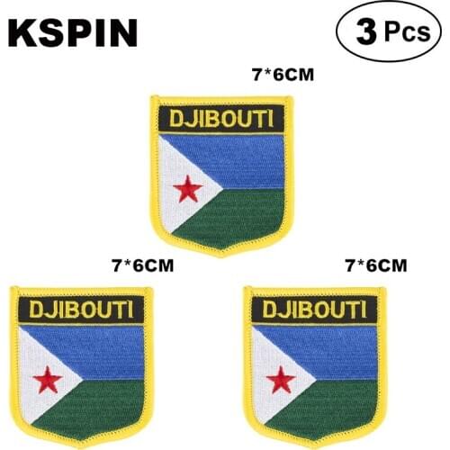 Djibouti Shiled Shape flag patches national flag patches for Cothing DIY Decoration
