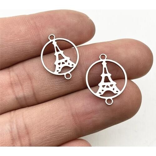 Stainless Steel Connectors 6Pcs 14*24mm Bright Silver Fairy Angel Madonna Charm Diy Handmade Bracelet Jewelry Making