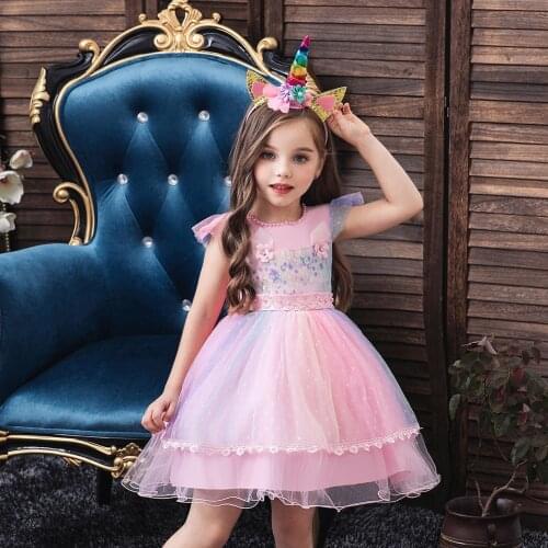 Baby girl clothes girl Halloween new unicorn dresses princess dresses sweet wedding dresses baby girl stage performance dresses