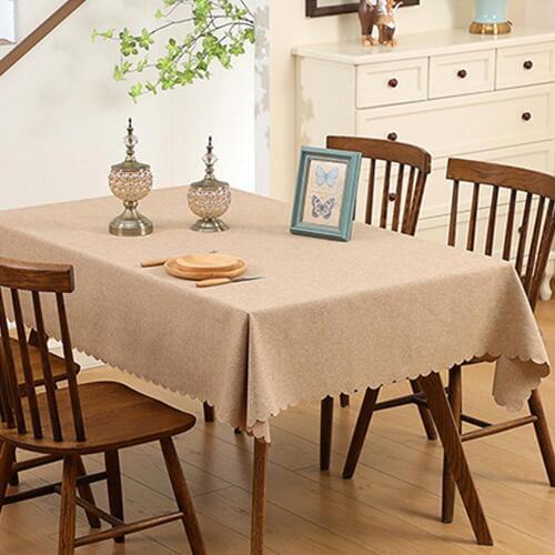 Solid color linen Tablecloth Heavy Weight Cotton Linen Fabric Dust-Proof Table Cover for Kitchen Dinning Tabletop Decoration