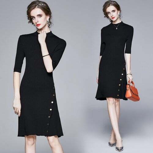 ZUOMAN Women Autumn Winter Elegant Sweater Dress Festa High Quality Knitted Party Robe Femme Designer Black Casual Vestidos