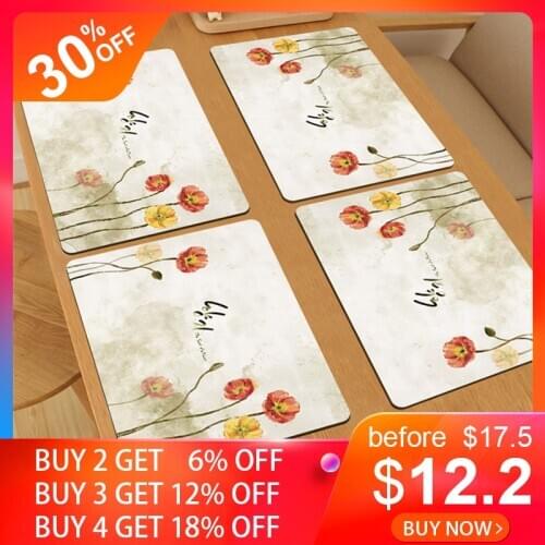 Placemat for Table Heat Insulation Tableware Pad Wood Non-Slip Placemats Bowl Cup Drink Coasters Rectangle Table Mat