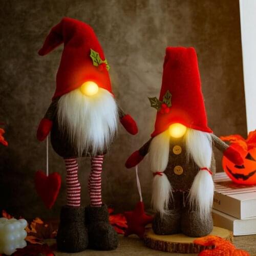 Christmas Decoration LED Glowing Rudolph Faceless Forest Old Man Doll Ornaments Merry Christmas 2022 Dwarf Elf Faceless Doll