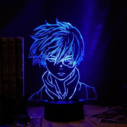 Anime My Hero Academia Shoto Todoroki Face Design for Kids Child Boys Bedroom Led Night Light Lamp 3d Table Night Light Lamps