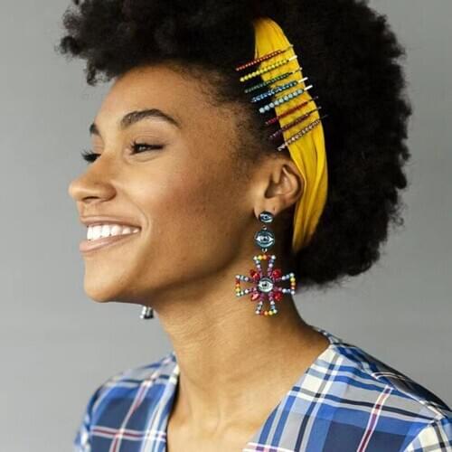 Dvacaman Personality Evil Eye Drop Earrings for Women Alloy Rhinestone Statement Earrings Trendy Jewelry 2021 NEW Wholesale Gift