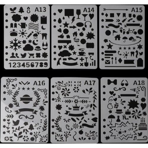 24Pcs Drawing Template Stencils Journal Notebook Diary Scrapbooking A5 DIY Stationery School Office Supplies M5TE