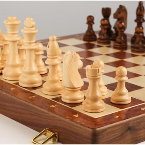 HX5D Chess Solid Wood Set Large Childrens Wooden Folding Chessboard Special