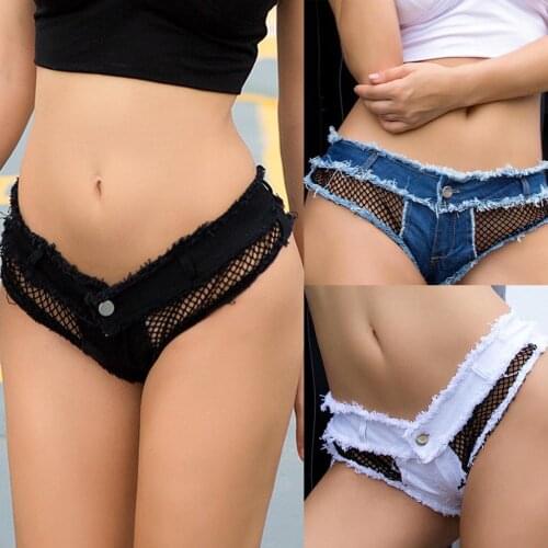 Women Sexy Jeans Shorts Summer Low-waist Denim Knotted Band Mini Short Beach Casual Shorts Sexy Club Party Bikini Bottom