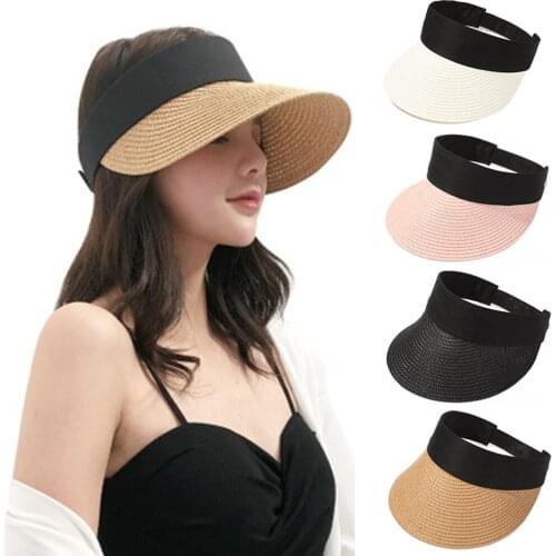 Foldable Portable Portable Beach Hat Wide Brim Sun Hat Roll-up Summer Casual Straw Cap Visors For Women Beach Hat Straw Cap