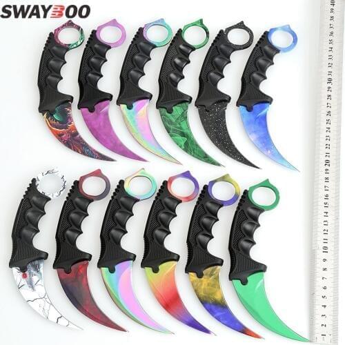 Swayboo real CSGO Counter Strike Karambit Knife Fixed Blade lore Tactical Hunting rainbow Survival Sheath Tiger Tooth Knifes