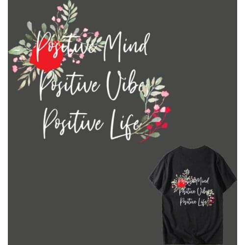 Watercolor Flower Iron On Patches DIY A-level Washable Strip Thermal Sticker On Clothes New Design letter T-shirt Accessory