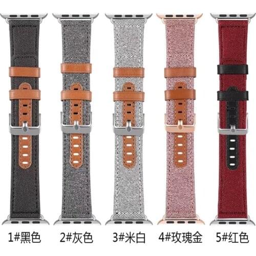 Fabric leather loop for apple watch SE bands 42mm 44mm bracelet for iwatch 6 SE band 38mm 40mm strap series 6 5 4 3 2 1