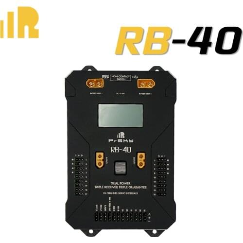 FrSky RB 40 Dual Power Triple Receiver Signal Redundancy Module with LCD and Stabilisation Function and NFC Power Switch