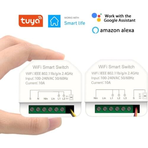 Wifi Mini 2gang 3gang 10A Smart Switch Support Tuya APP Remote Control Home Automation Timer Compatible with Alexa Google Home
