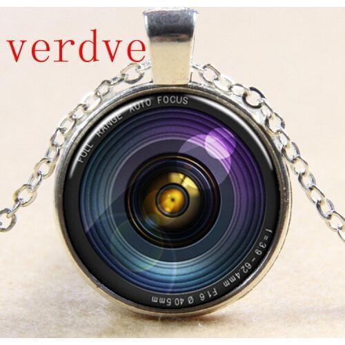 Vintage Camera Lens Necklace, Round Pendant, Photo Pendant, Jewelry Art gift for Hipster Photographer