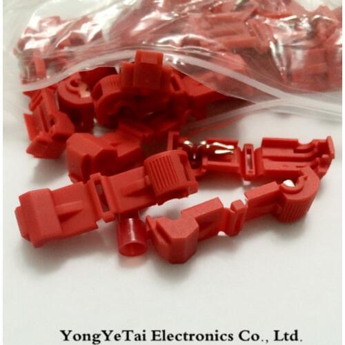 T1,0.3-1.0m2 red quick connector/Free broken cable connector/lossless tap wire/wire device/clamp cable clip/T type free shipping