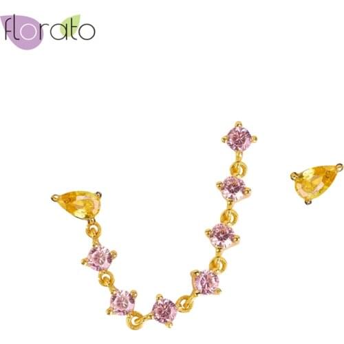 Double Stud Earrings Crystal Pendant Chain 925 Sterling Silver Ear Needle Popular Exquisite Fashion Jewelry For Women Gifts